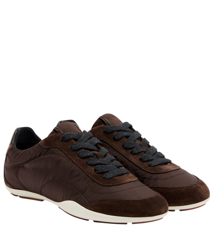 Photo: Brunello Cucinelli Monili suede-trimmed sneakers