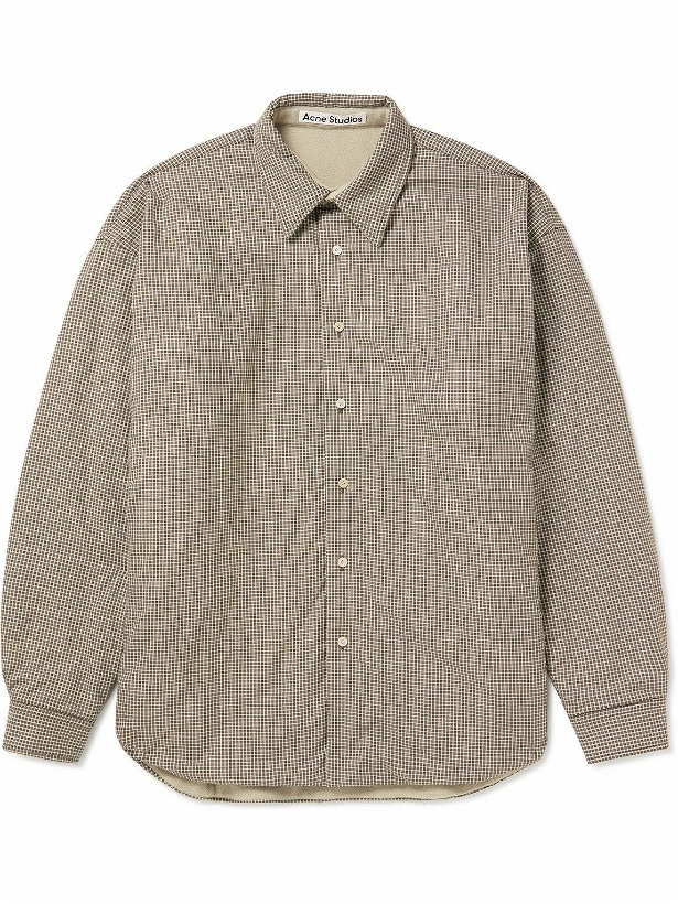 Photo: Acne Studios - Oddy Reversible Logo-Appliquéd Cotton and Fleece Shirt Jacket - Neutrals