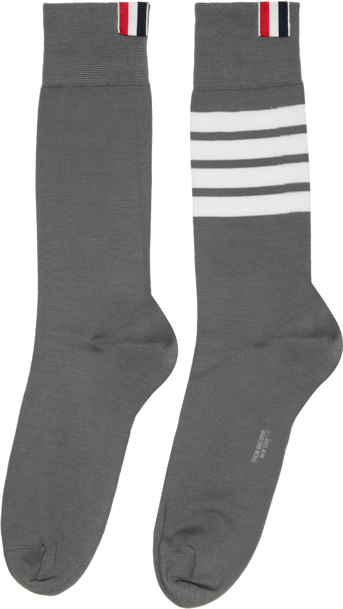 Thom Browne Gray Cotton 4-Bar Mid Calf Socks
