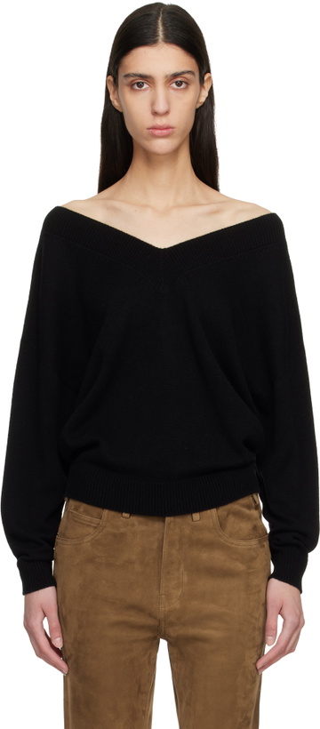 Photo: TOM FORD Black Cashmere Off The Shoulder Knit Sweater