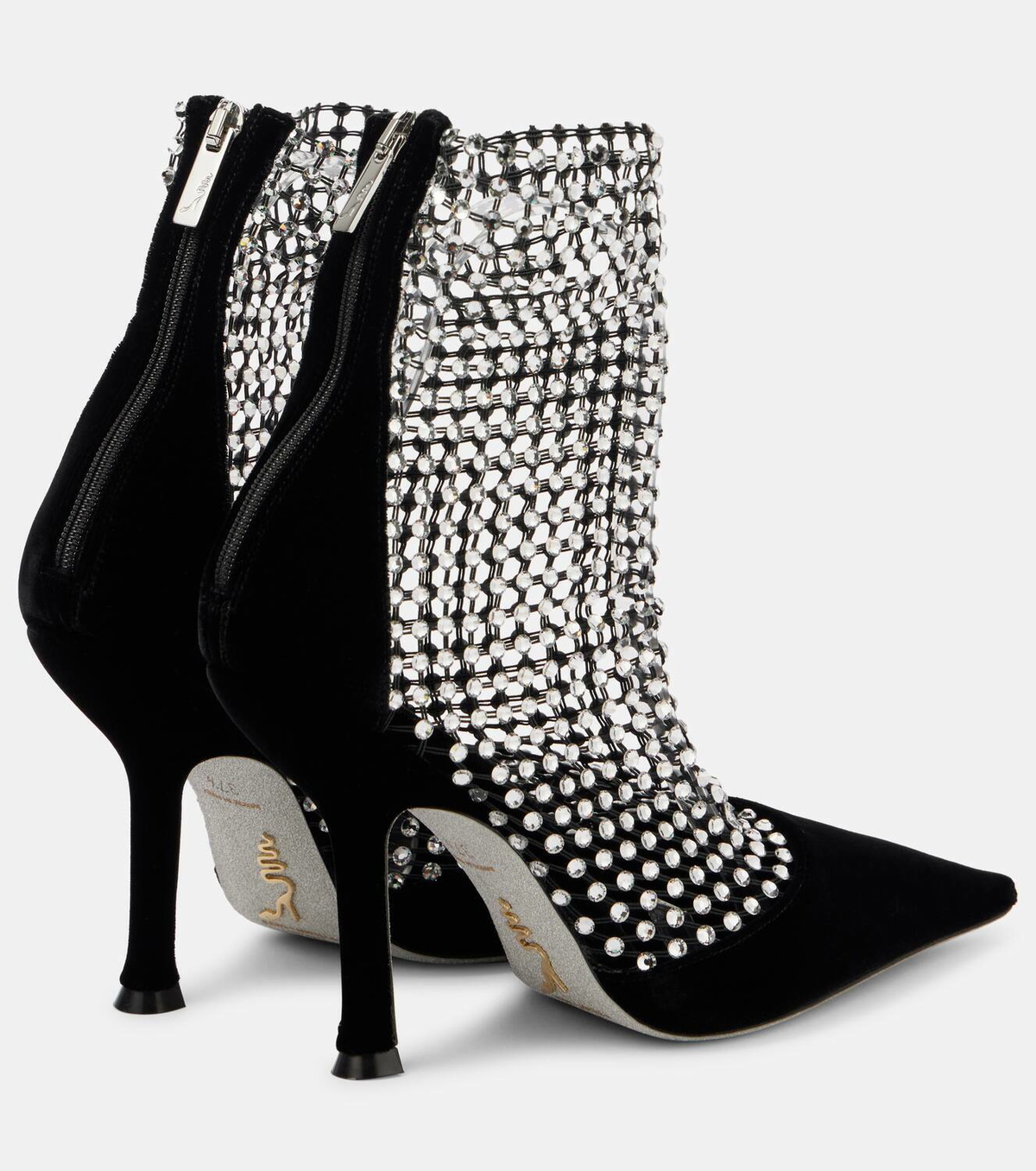 Rene Caovilla Galaxia embellished velvet ankle boots