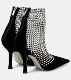 Rene Caovilla Galaxia embellished velvet ankle boots