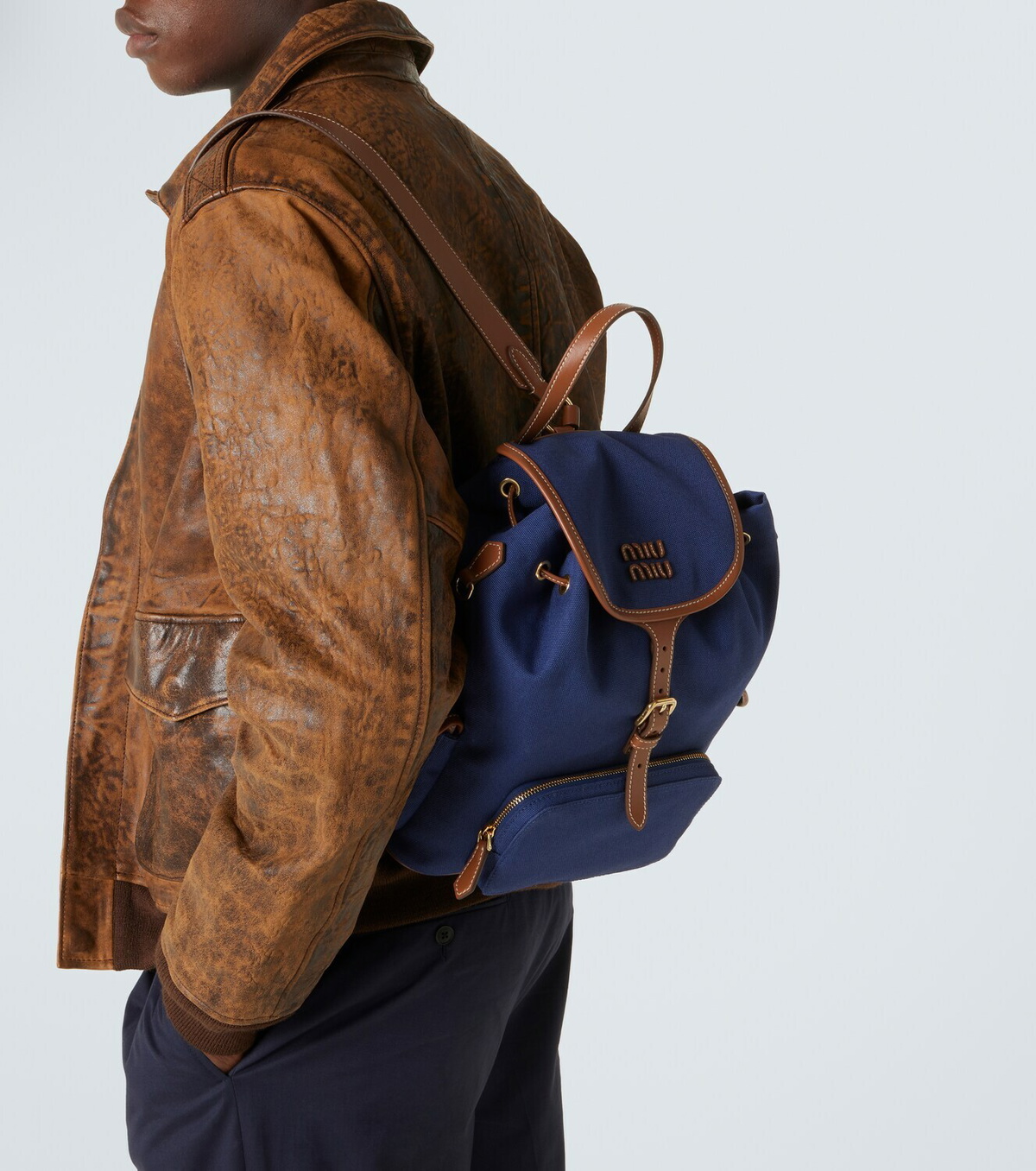 Miu Miu Leather-trimmed canvas backpack