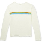 SAINT LAURENT - Distressed Intarsia Linen-Blend Sweater - Neutrals