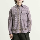 Story mfg. Men's Hand Block Printed Harvest Shirt in Crispy Purple Gingham