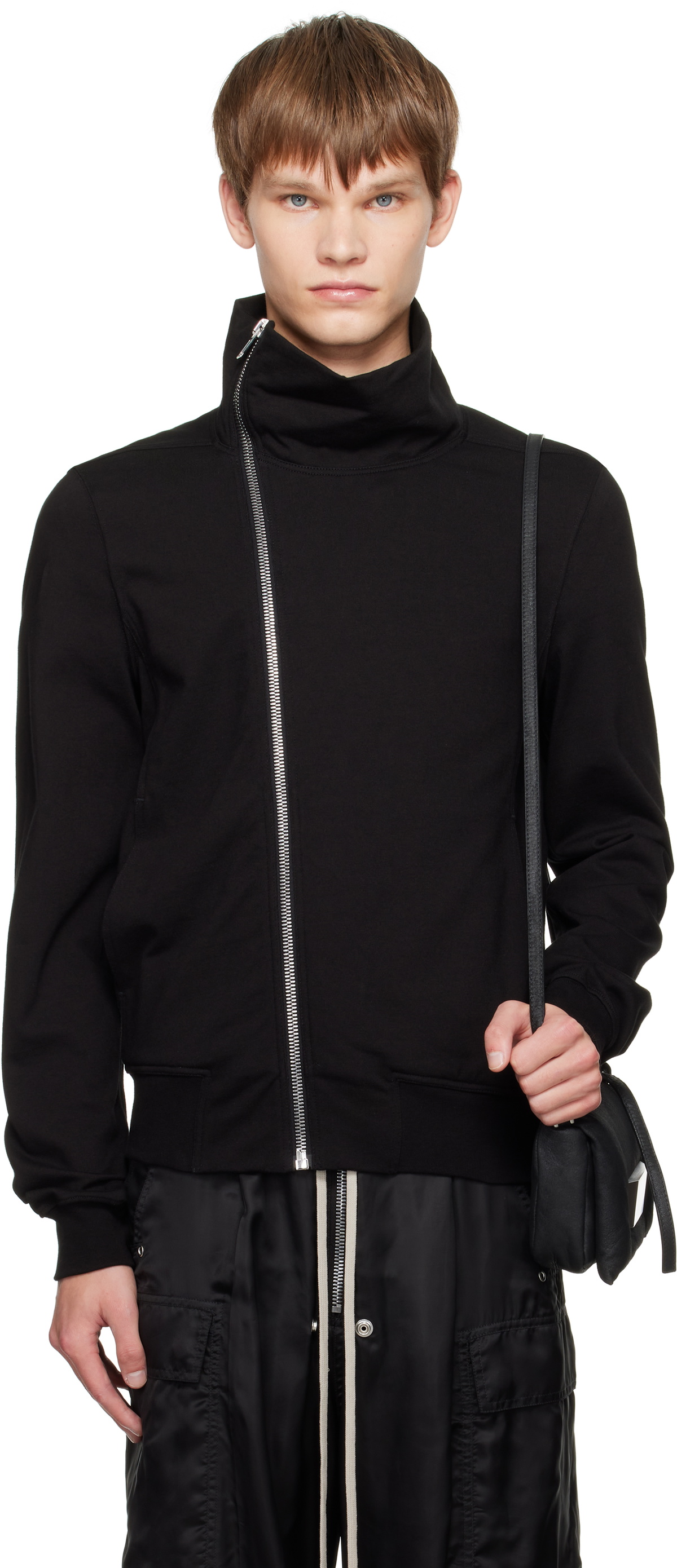 Rick Owens Black Zip Front Jogger Sweater Rick Owens