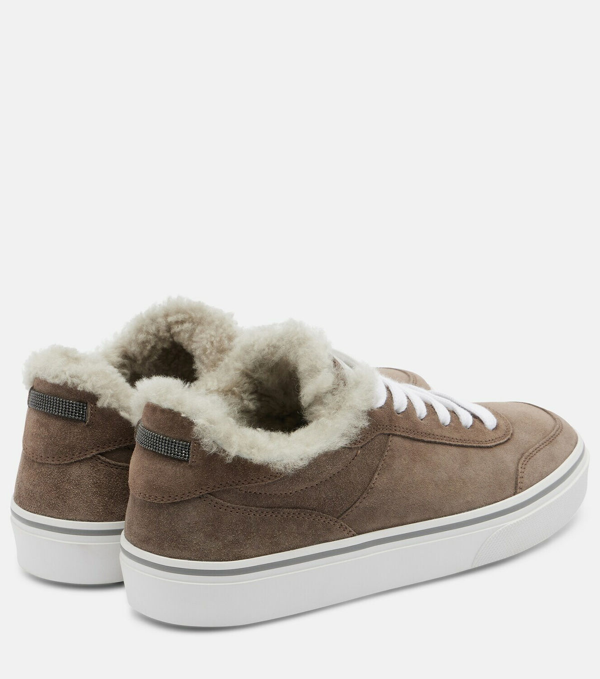 Brunello Cucinelli Monili shearling-trimmed suede sneakers