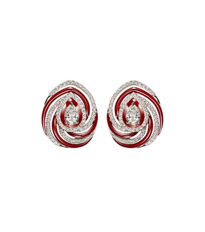 Photo: Kamyen Twister 18kt white gold and enamel earrings with diamonds