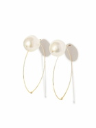 Mizuki 14K Yellow Gold Pearl Hoop Earrings