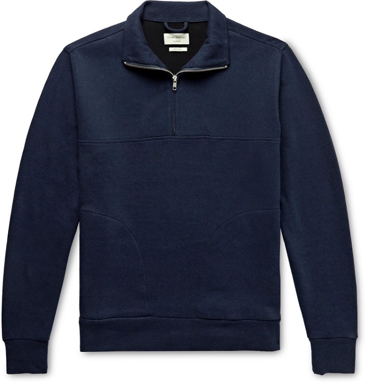 Photo: Oliver Spencer Loungewear - Milner Recycled Cotton-Jersey Half-Zip Sweatshirt - Blue