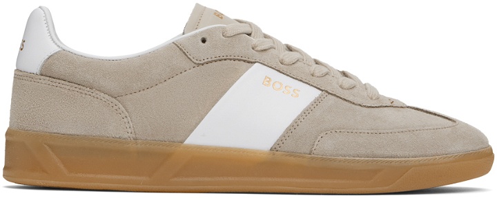 Photo: BOSS Taupe & White Suede Sneakers