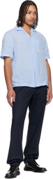 Hugo Navy Slim-Fit Paper-Touch Stretch Cotton Trousers