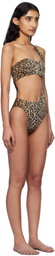 Versace Underwear Brown & Black Greca Border One-Piece Swimsuit