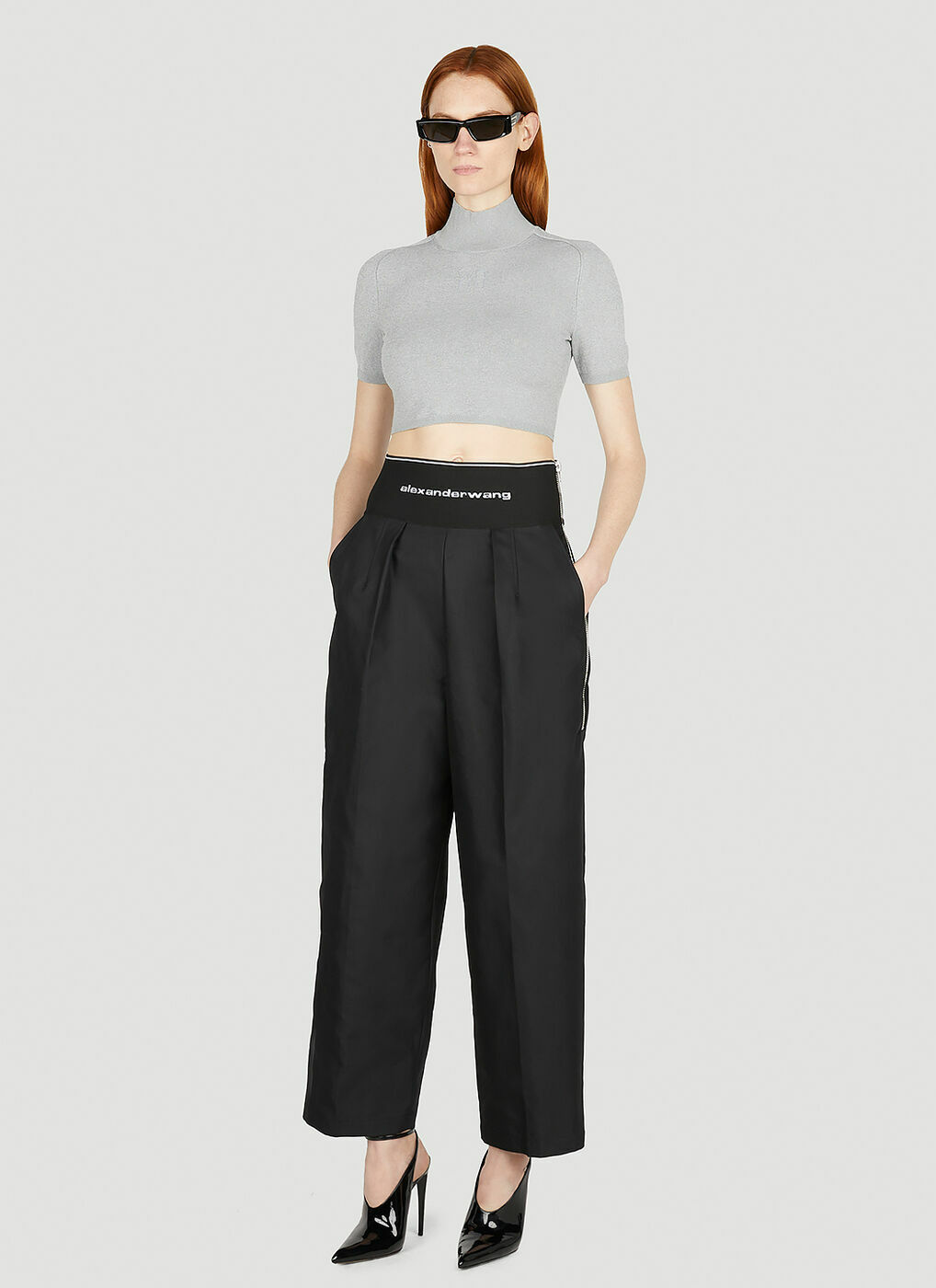 Alexander Wang - Logo Waistband Pants in Black Alexander Wang