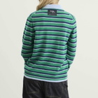 Hommegirls Women's Knit Stripe Polo in Green Stripe
