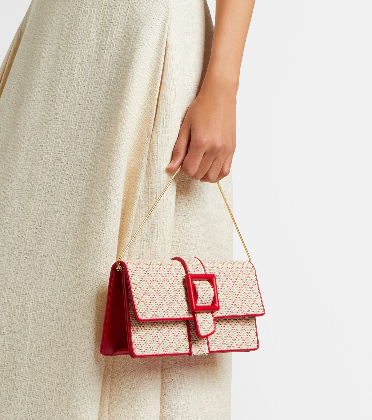 Manolo Blahnik Maycap raffia-effect clutch