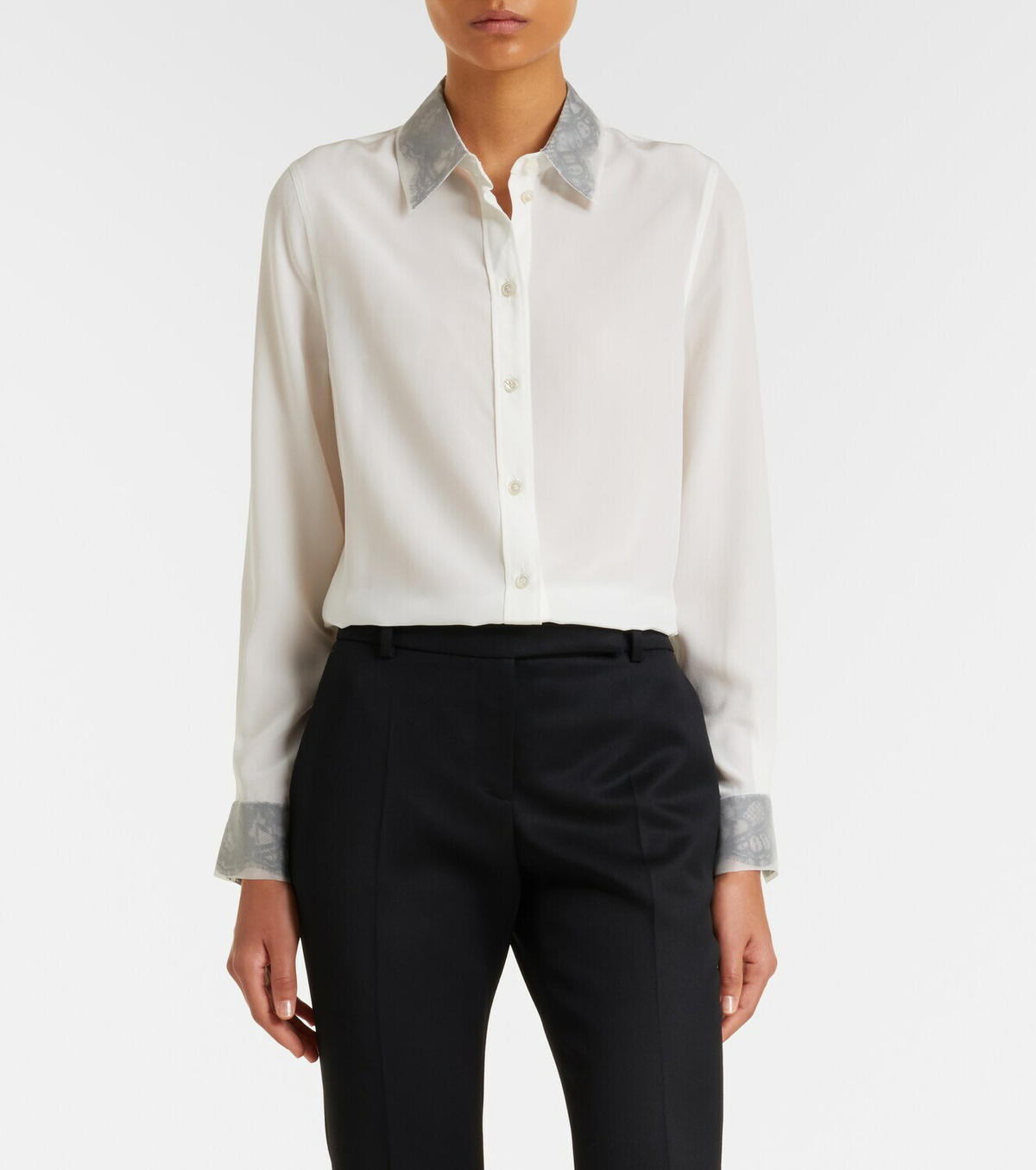 McQueen Lace-trimmed silk shirt