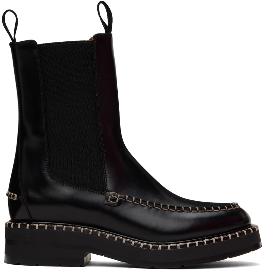 Chloé Women 'Alize' Black Ankle Boots With C Buckle In Smooth Leather Woman