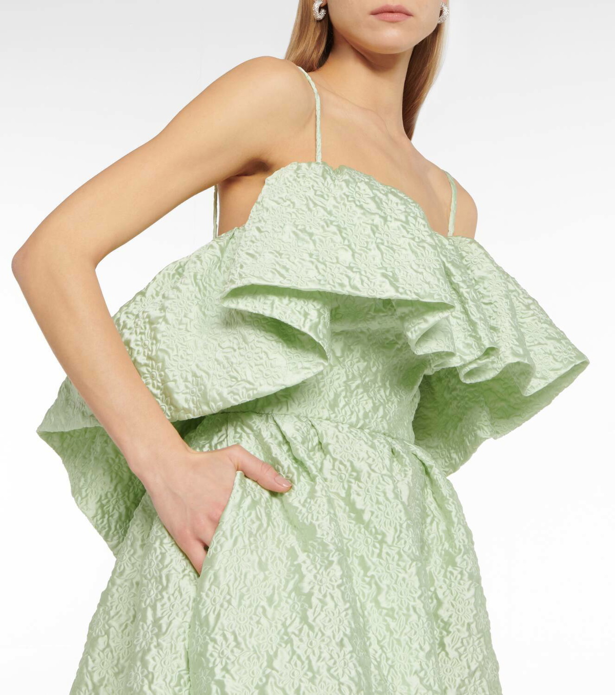 Monique Lhuillier Off-shoulder matelass midi dress Monique Lhuillier