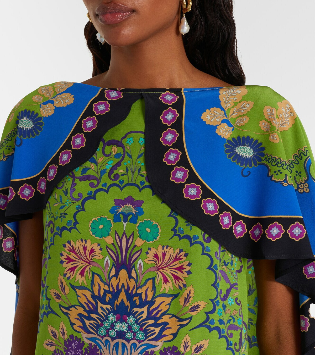 La DoubleJ Magic printed caped silk maxi dress