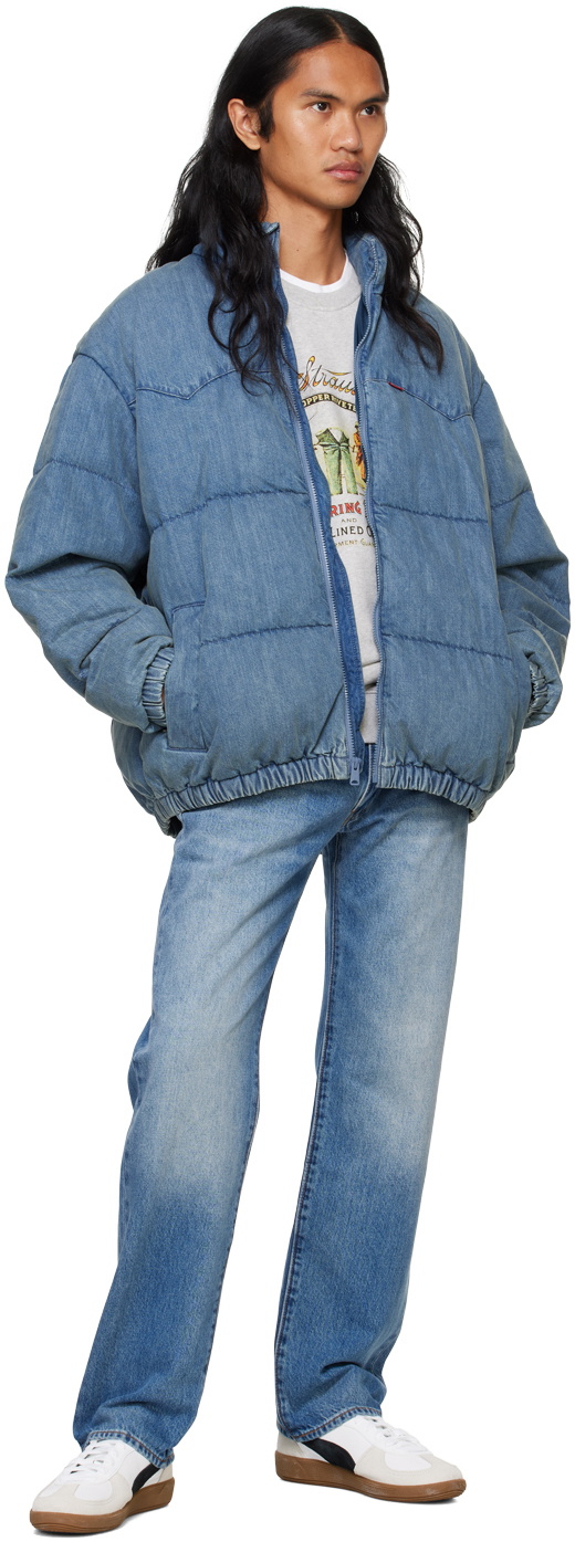 Levi's Blue Super Puffer Denim Down Jacket