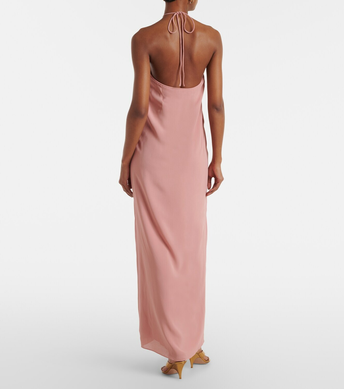 Adriana Degreas Floral-appliqué halterneck maxi dress