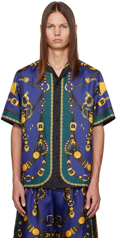 Photo: Versace Blue Medusa Saddle Shirt