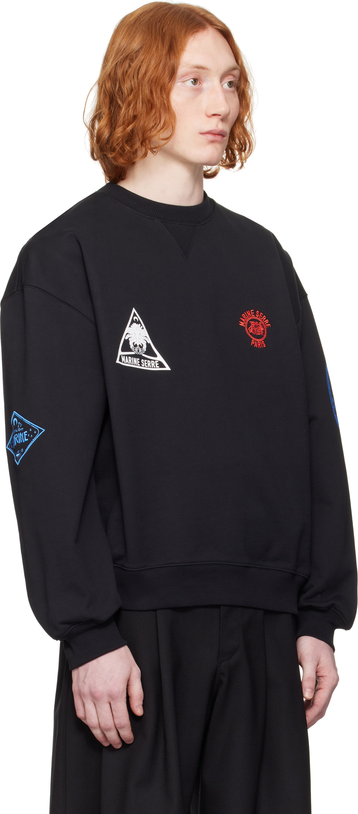 Marine Serre Black Souvenir Fleece Oversized Sweatshirt