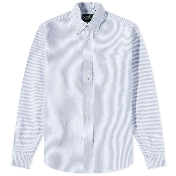 Photo: Gitman Vintage Men's Button Down Stripe Oxford Shirt in Blue/White