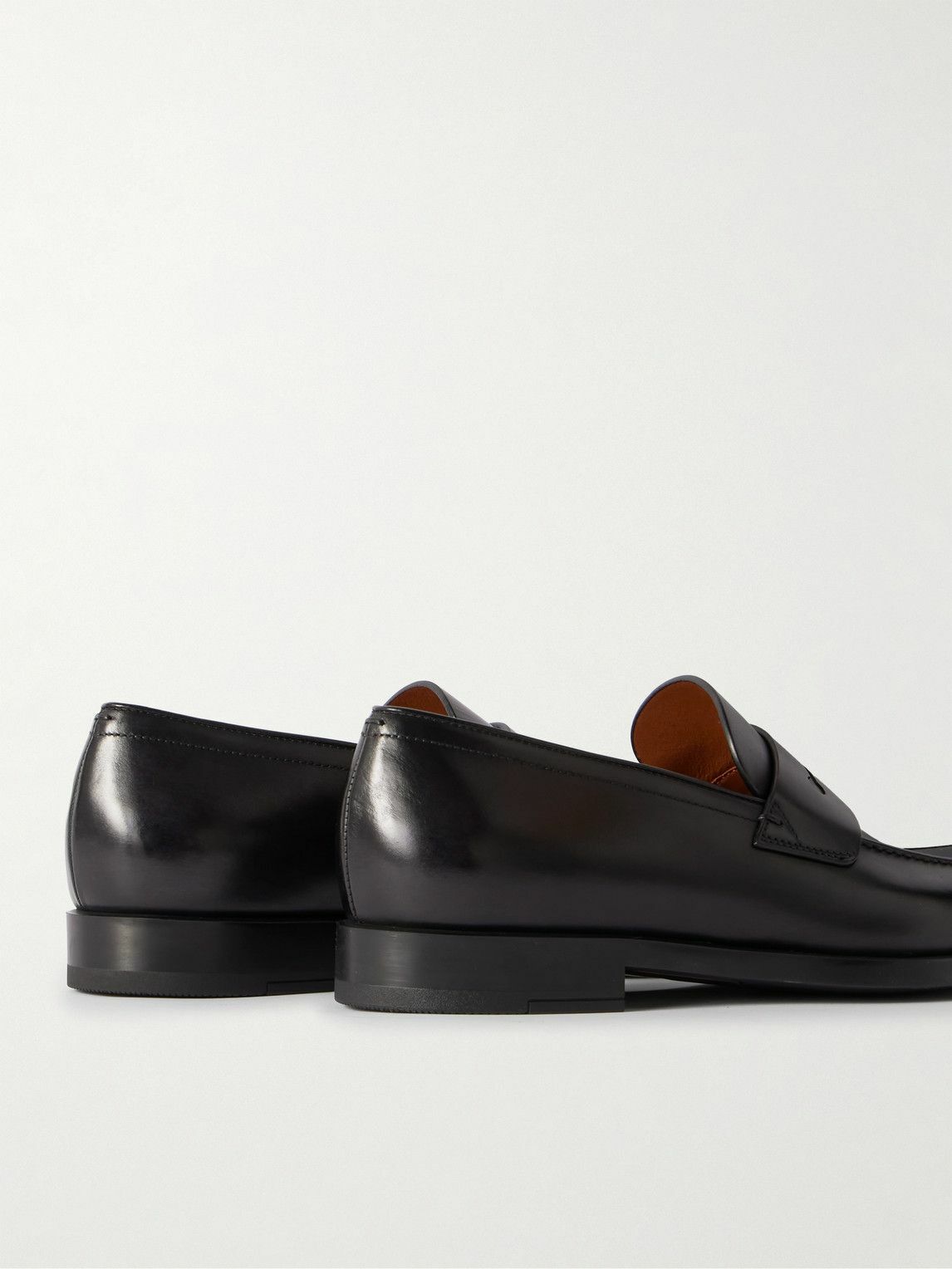 Zegna - New Classic Flex Glossed-Leather Penny Loafers - Black