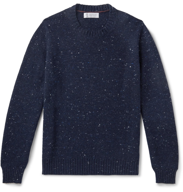 Photo: Brunello Cucinelli - Mélange Wool-Blend Sweater - Blue