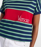 Versace Logo embroidered striped cotton T-Shirt