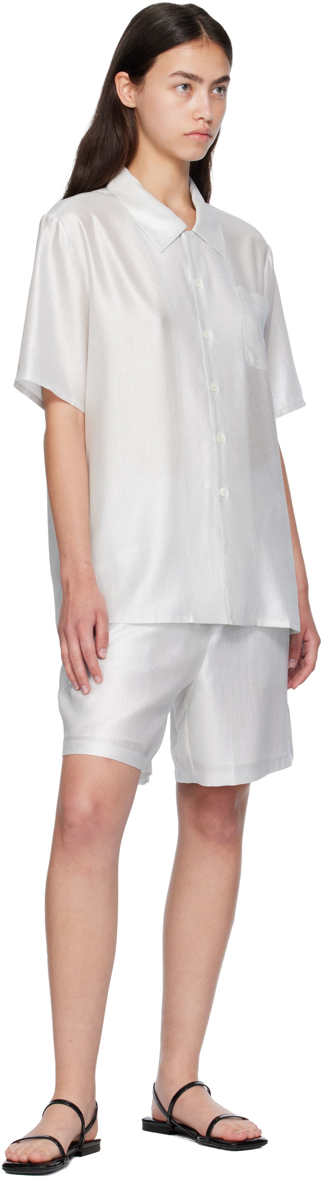 Silk Laundry Silver Camp Shirt
