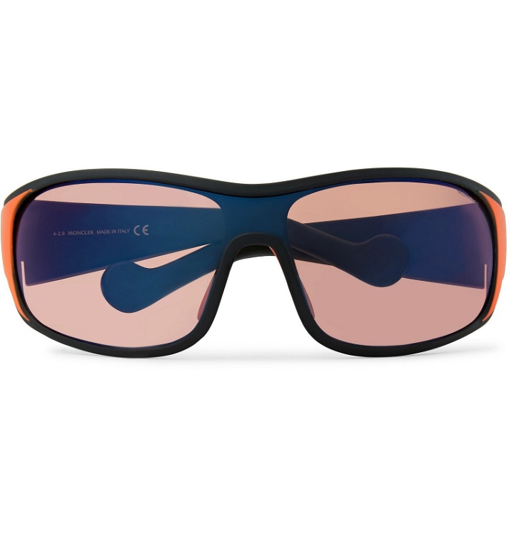 Photo: Moncler - Wrap-Frame Polarised Acetate Sunglasses - Red