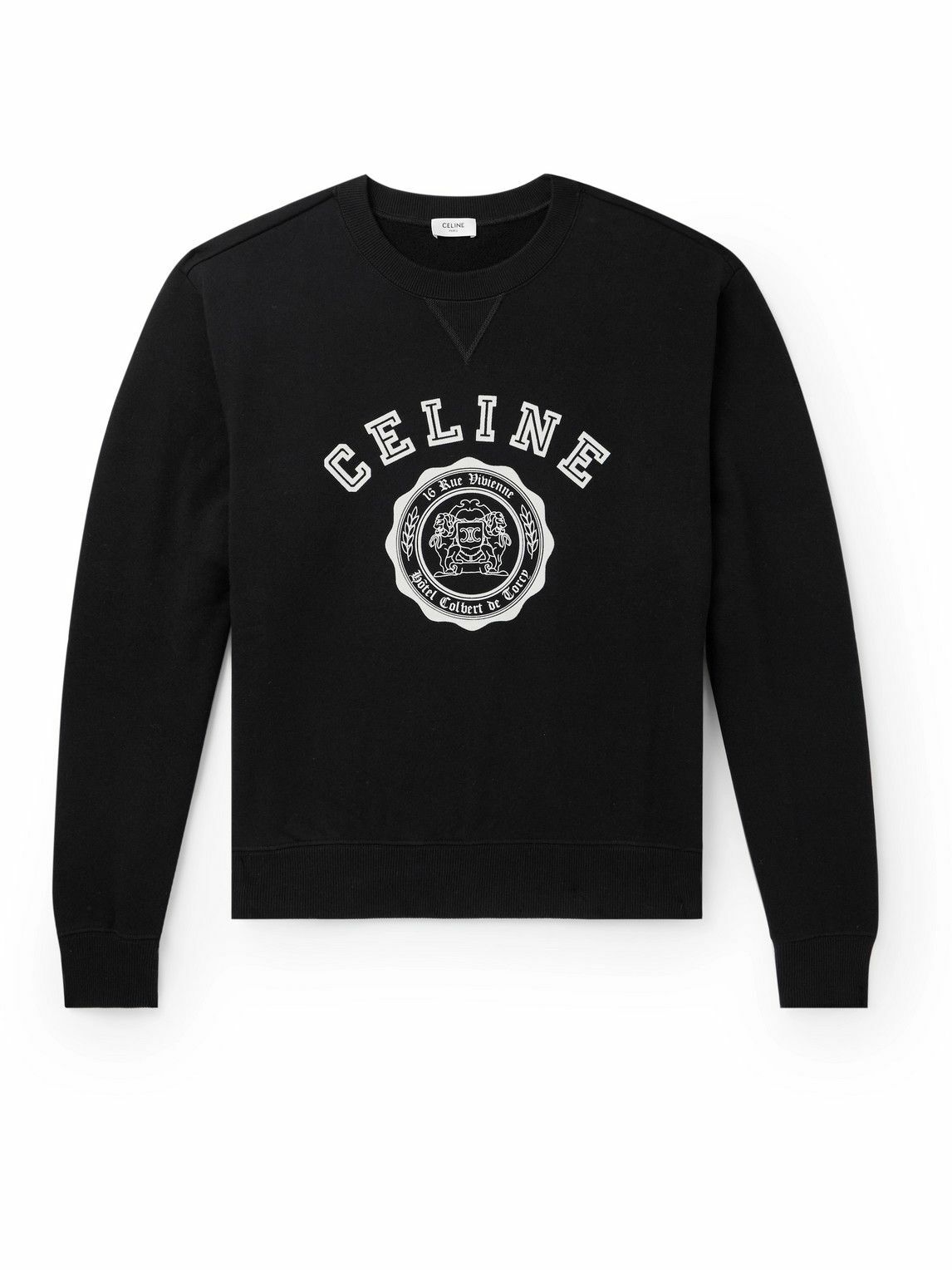 CELINE - Logo-Print Cotton-Jersey Sweatshirt - Black