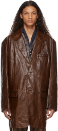 Acne Studios Brown Lambskin Suit Jacket