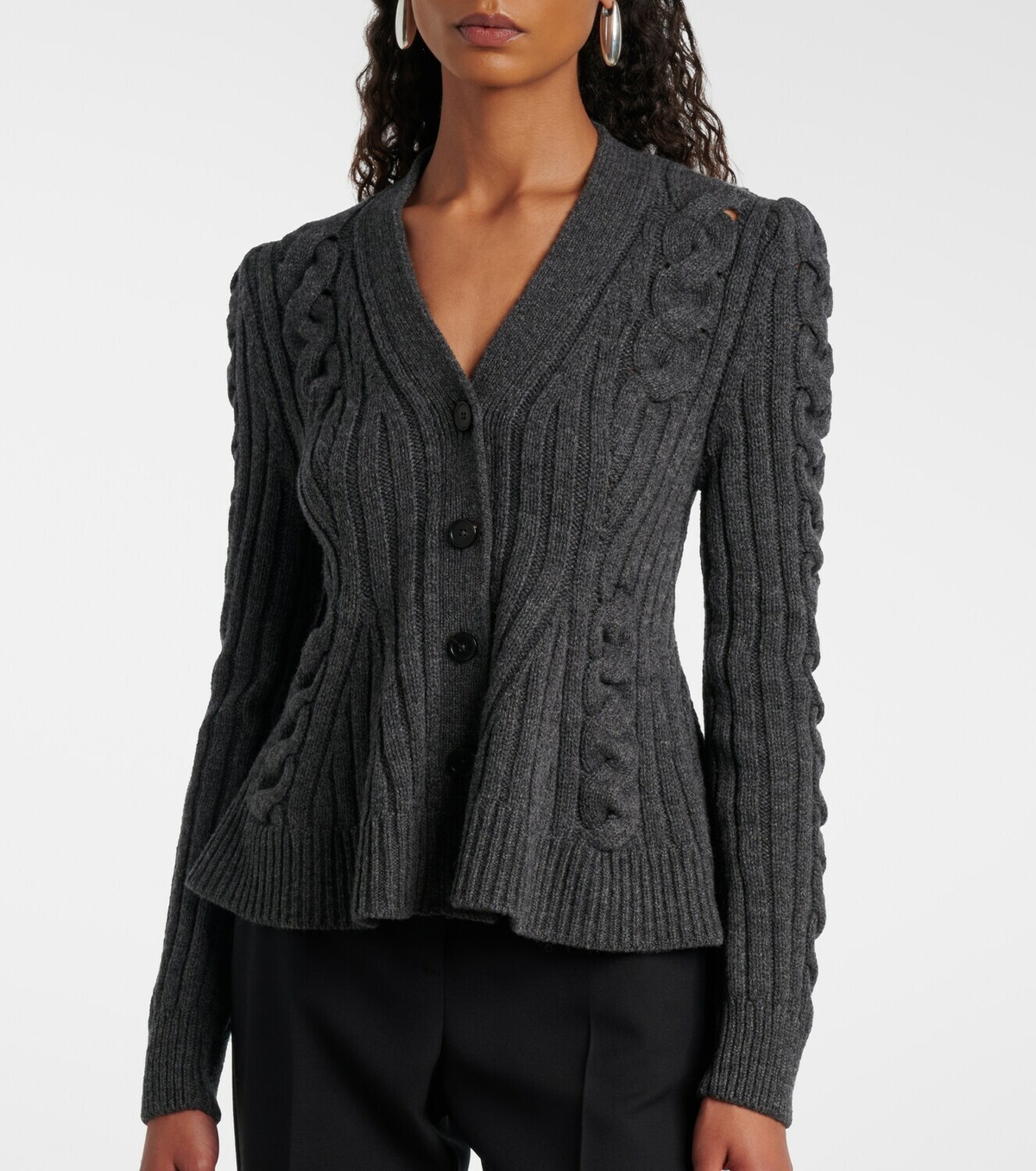 McQueen Cable-knit wool and cashmere cardigan
