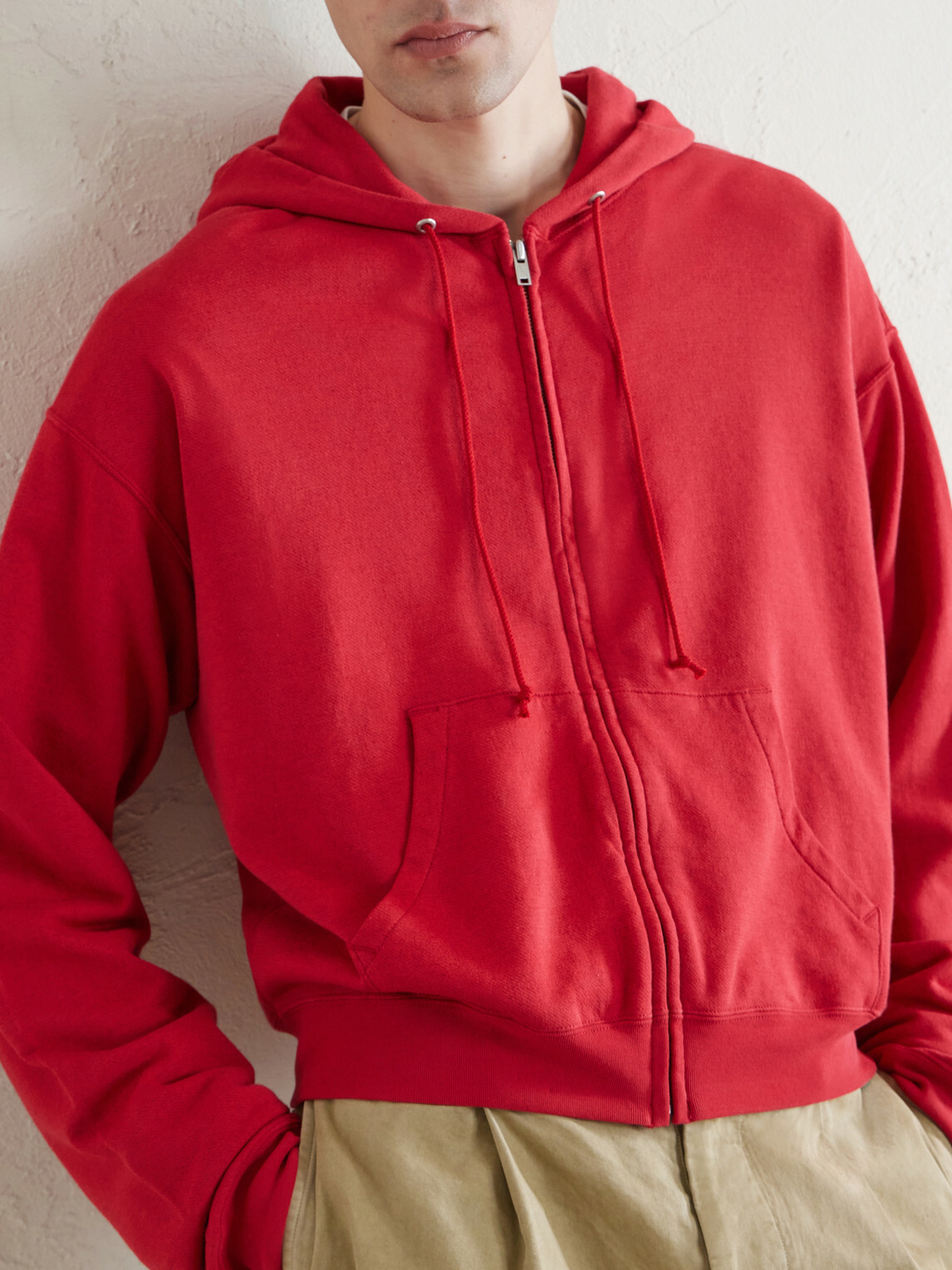 Auralee - Cotton, Wool and Silk-Blend Zip-Up Hoodie - Red