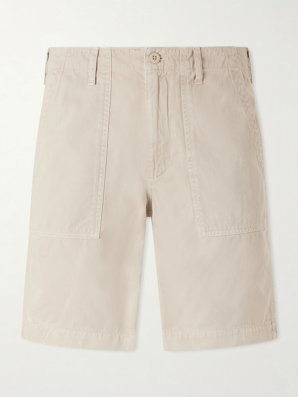 Hartford - Fatigue Straight-Leg Herringbone Cotton Shorts - Neutrals