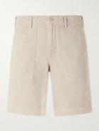 Hartford - Fatigue Straight-Leg Herringbone Cotton Shorts - Neutrals
