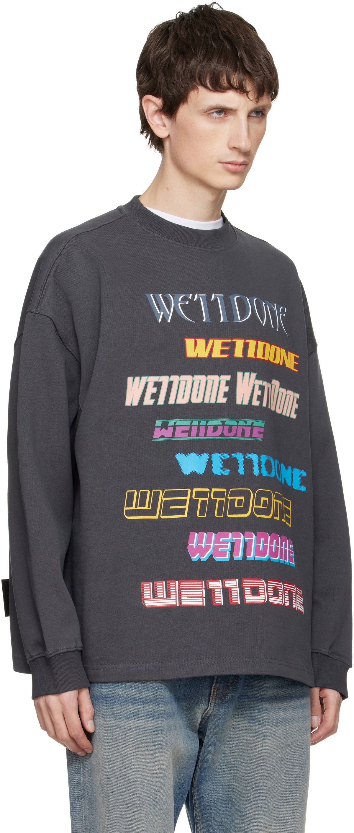 We11done Gray Front Logo Sweatshirt