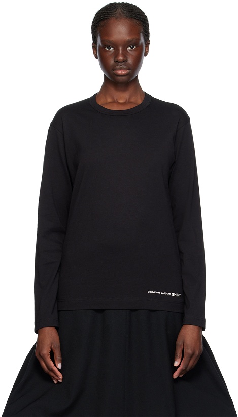 Photo: Comme des Garçons Shirt Black Printed Long Sleeve T-Shirt