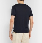 Orlebar Brown - Laughton Knitted Silk and Cotton-Blend T-Shirt - Navy