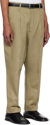 AMI Paris Khaki Cotton Carrot Oversized Trousers