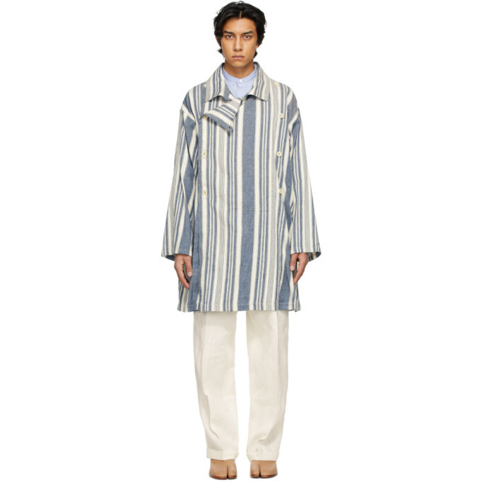 Photo: Maison Margiela Blue and White Linen Stripe Coat