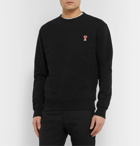 AMI - Logo-Appliquéd Loopback Cotton-Jersey Sweatshirt - Black