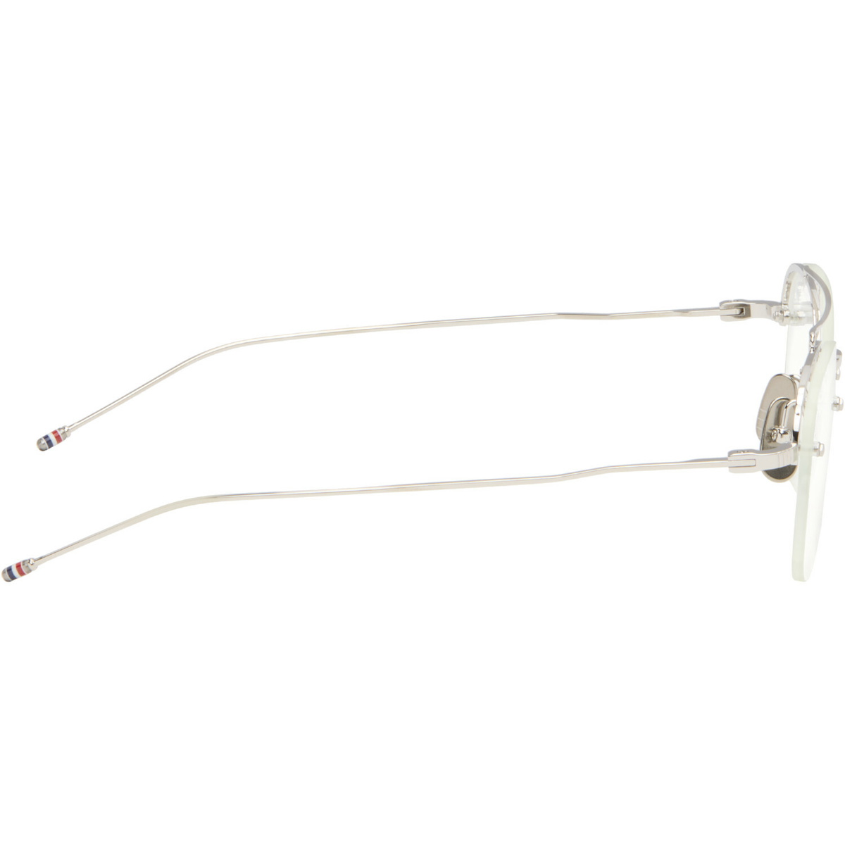 Thom Browne Silver Titanium Semi-Rimless Pilot Glasses