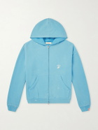 Cherry Los Angeles - Logo-Embroidered Paint-Splattered Cotton-Jersey Zip-Up Hoodie - Blue