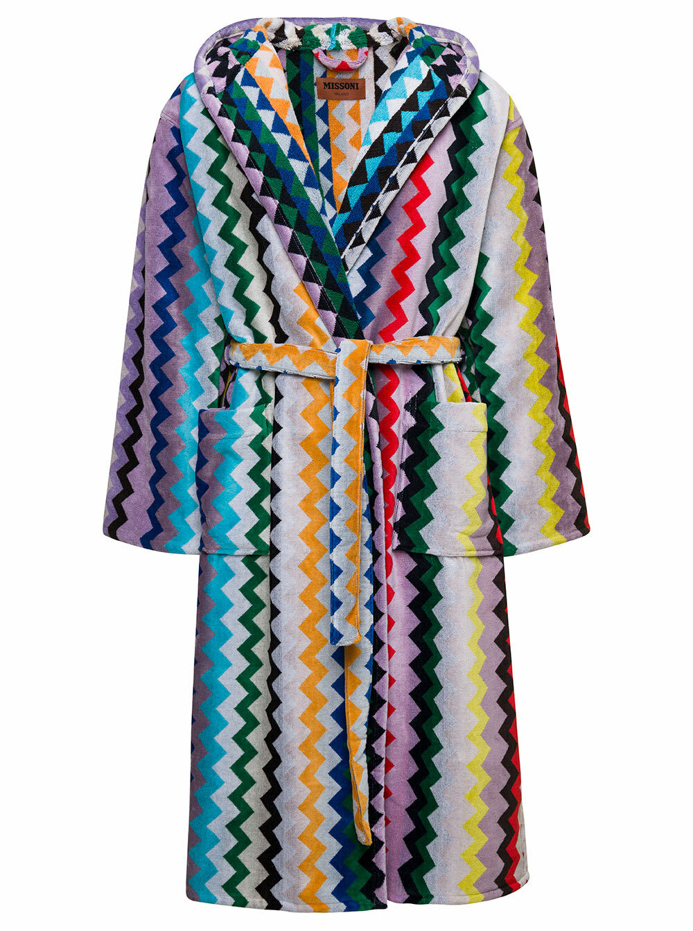 Missoni carlie Multicolor Hooded Bathrobe And Zig Zag Motif In Cotton