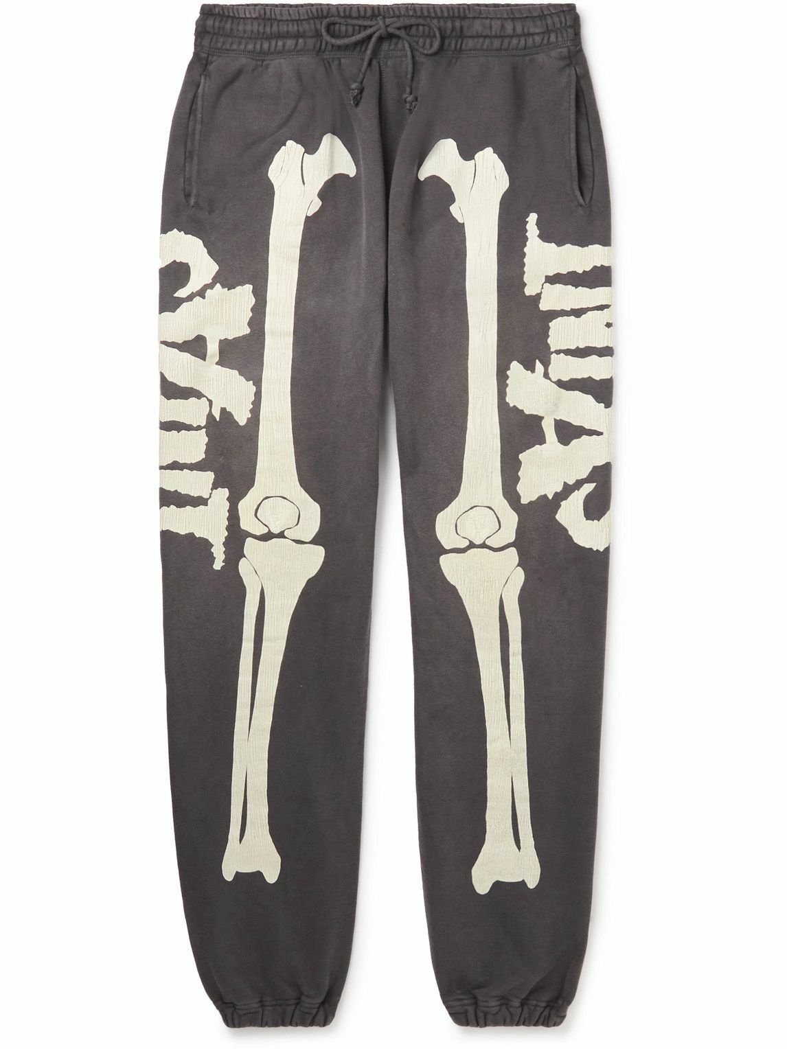 Photo: SAINT Mxxxxxx - Tapered Distressed Printed Cotton-Jersey Sweatpants - Gray